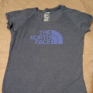 The North Face Medium Heather Grey Blue Logo Tee